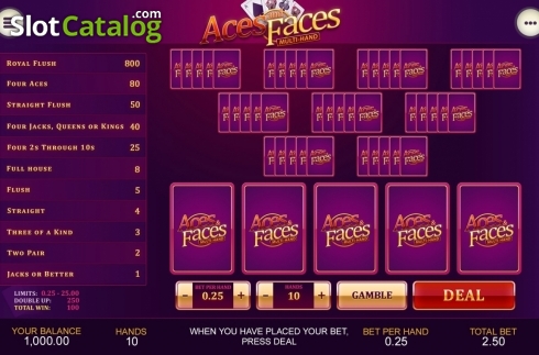 Скрин6. Aces and Faces Multihand (Playtech) слот