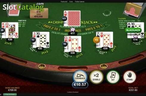Скрин4. Cashback Blackjack (Playtech) слот