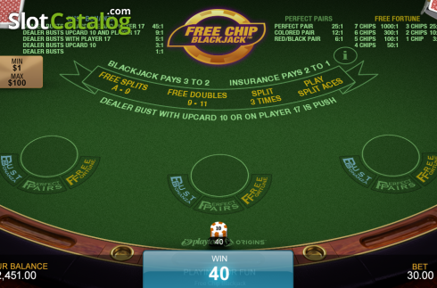 Скрин7. Free Chip Blackjack слот
