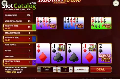 Скрин3. Deuces Wild Multi Hand (Playtech) слот