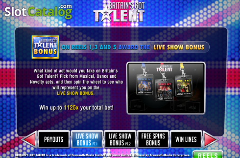 Скрин4. Britain's Got Talent (Playtech) слот