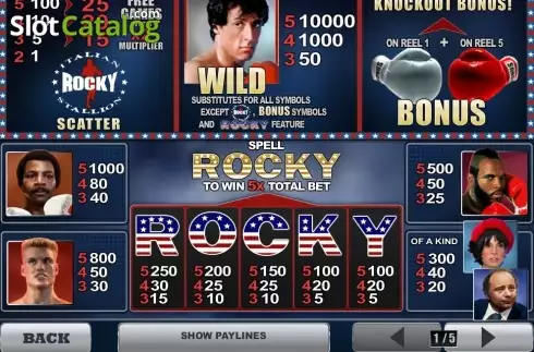 Скрин2. Rocky (Playtech) слот