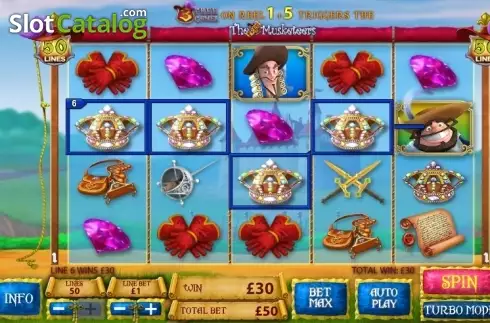 Скрин3. The Three Musketeers and the Queen's Diamond (Playtech) слот