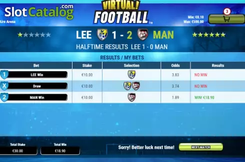 Скрин3. Virtual! Football слот