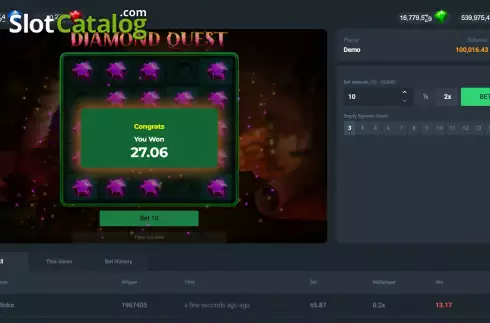 Скрин6. Diamond Quest слот
