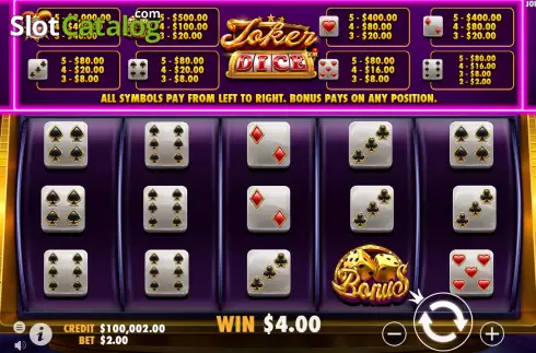 Скрин4. Joker's Jewels Dice слот