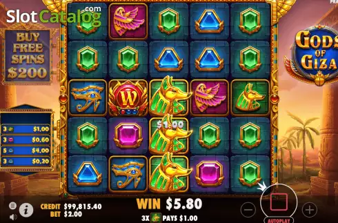 Скрин3. Gods of Giza (Pragmatic Play) слот
