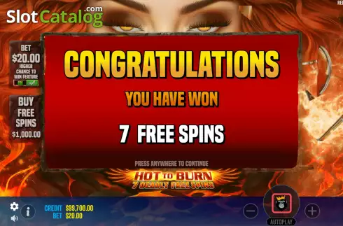 Скрин8. Hot to Burn 7 Deadly Free Spins слот