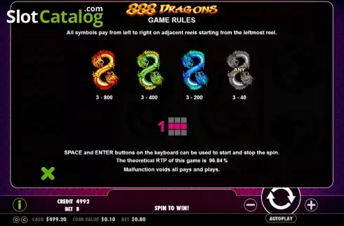 Скрин6. 888 Dragons (Pragmatic Play) слот
