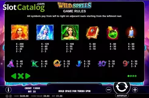 Скрин2. Wild Spells слот