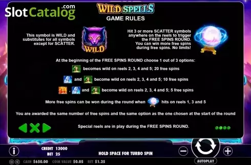 Скрин3. Wild Spells слот