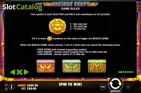 Скрин3. Ancient Egypt (Pragmatic) слот
