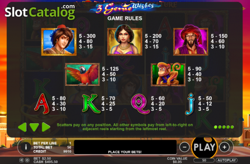 Скрин6. 3 Genie Wishes слот