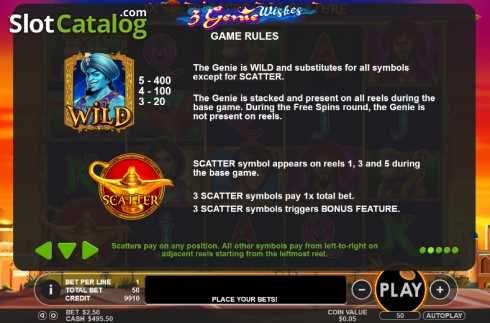Скрин7. 3 Genie Wishes слот