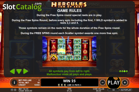 Скрин9. Hercules Son of Zeus слот