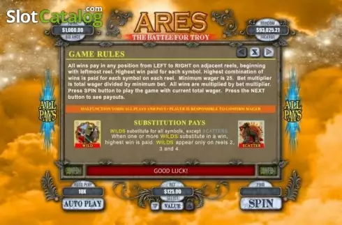 Скрин4. Ares the Battle for Troy слот
