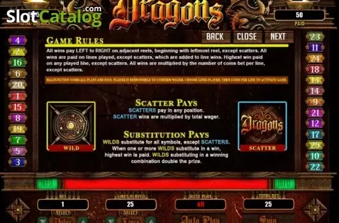 Скрин6. Dragons (RTG) слот