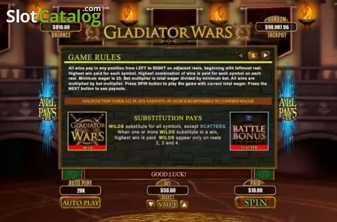 Скрин6. Gladiator Wars слот
