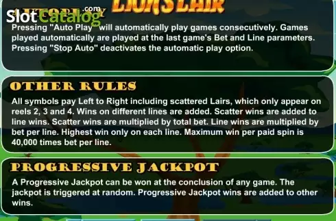 Скрин6. Lions Lair слот