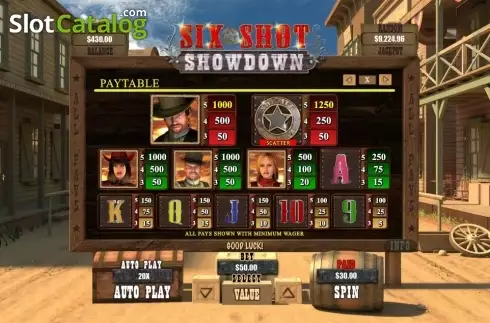 Скрин4. Six Shot Showdown слот