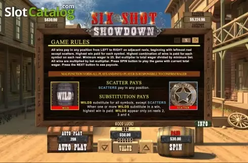 Скрин5. Six Shot Showdown слот