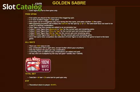 Скрин8. Golden Sabre слот