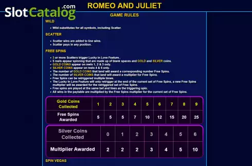Скрин8. Romeo and Juliet (Ready Play Gaming) слот