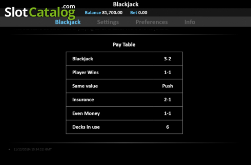 Скрин6. Blackjack 5 Hands слот