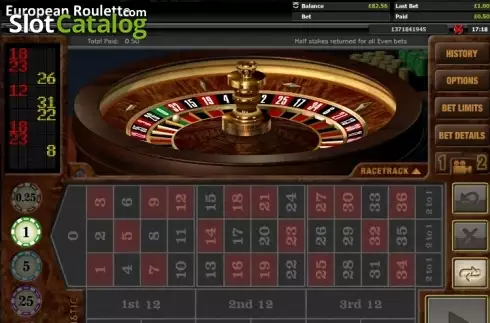 Скрин2. European Roulette (Realistic) слот