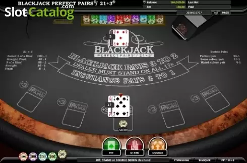 Скрин2. Blackjack Perfect Pairs / 21+3 слот