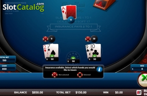 Скрин2. Blackjack Switch (Red Rake) слот