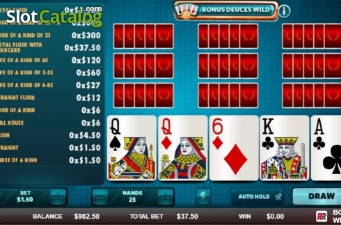 Скрин3. Bonus Deuces Wild (Red Rake) слот