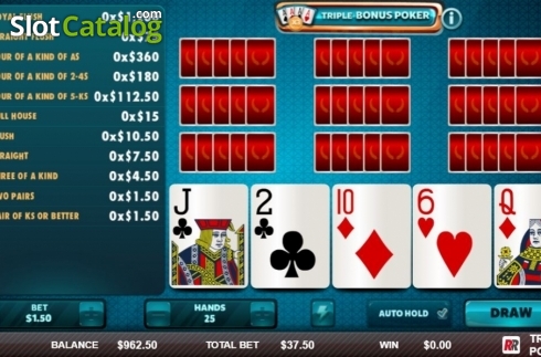Скрин3. Triple Bonus Poker (Red Rake) слот