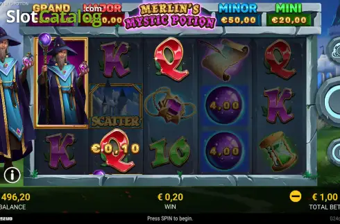 Скрин3. Merlin's Mystic Potion слот