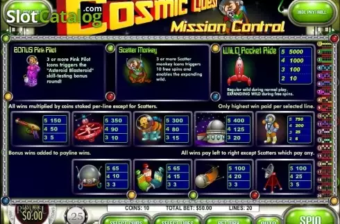 Скрин2. Cosmic Quest: Mission Control слот