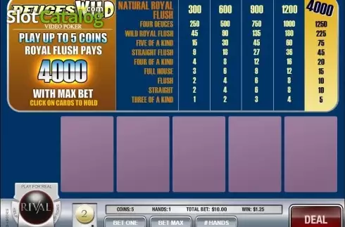 Скрин2. Deuces Wild MH (Rival) слот