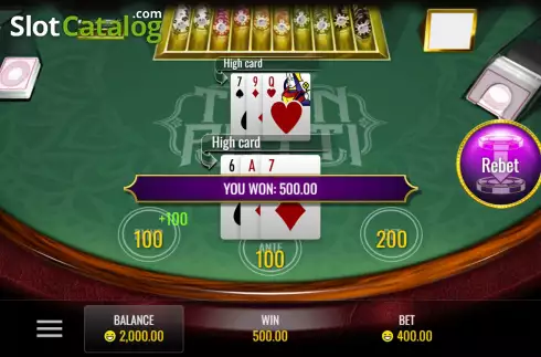 Скрин3. Teen Patti (Rival Gaming) слот