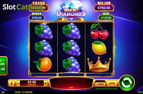 Скрин2. Mad Hit Diamonds слот