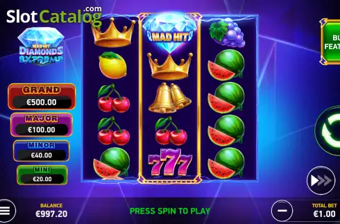 Скрин2. Mad Hit Diamonds Extreme слот