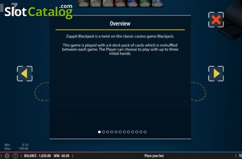 Скрин6. Zappit Blackjack слот