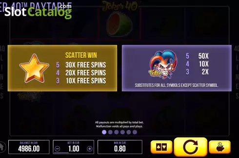 Скрин7. Joker 40 слот