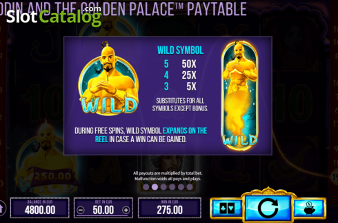 Скрин6. Aladdin and the Golden Palace слот