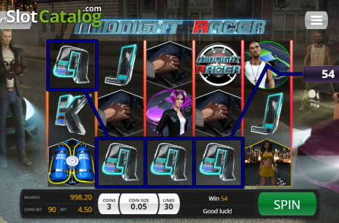 Скрин3. Midnight Racer слот