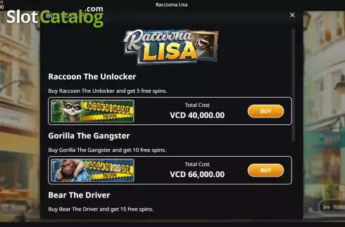 Скрин3. Raccoona Lisa слот