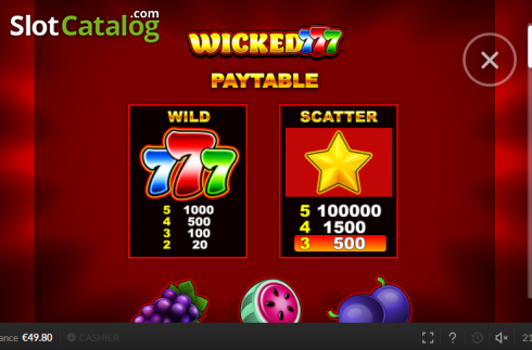 Скрин6. Wicked 777 слот