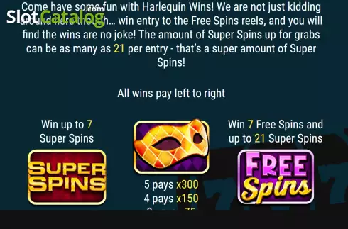 Скрин5. Super Spins Harlequin Wins слот