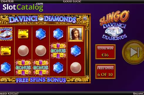 Скрин9. Slingo Da Vinci Diamonds слот