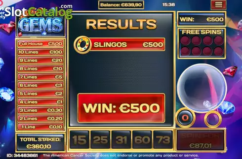 Скрин7. Slingo Gems слот