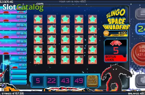 Скрин8. Slingo Space Invaders слот