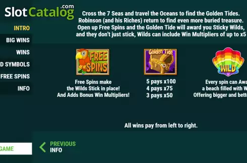 Скрин3. Robinson Riches Golden Tide слот